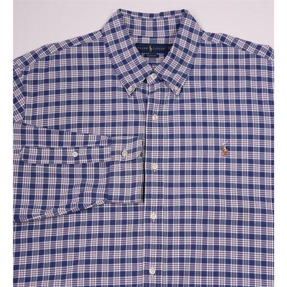 Ralph Lauren Classic Fit Current Blue/White/Red Check Plaid Dress Shirt Mens XXL - Picture 1 of 8